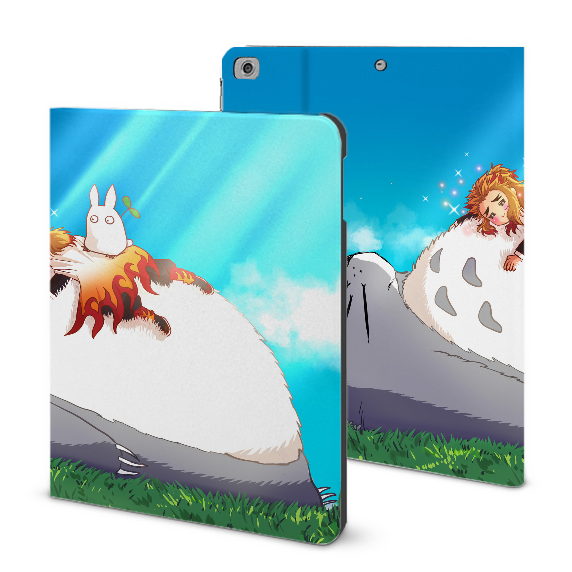（画像用） となりのトトロ 草壁メイ 草壁サツキ My Neighbor Totoro Satsuki Kusakabe Mei Kusakabe IPad ケース ブック型 PUレザー TPU 耐衝撃 軽量 薄型 ペン収納なし 全面保護 IPad 各モデル対応